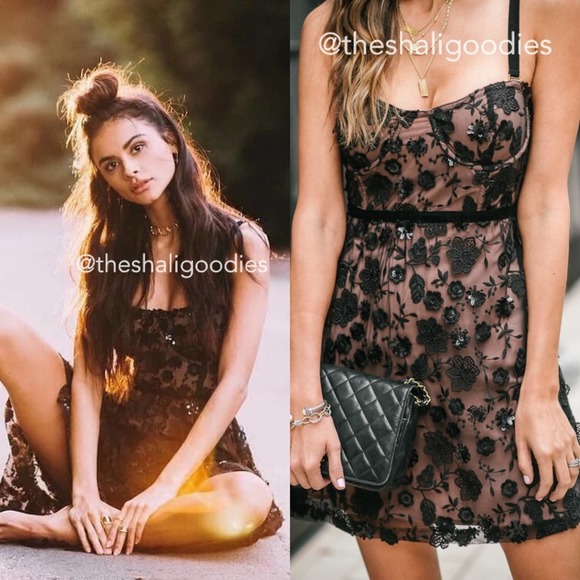 FOR LOVE & LEMONS Beatrice Dress Floral Sequin Embroidered Mini